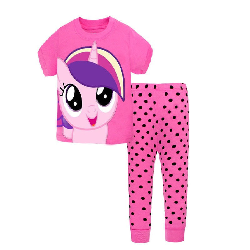 Kid Girl Long Sleeved Cartoon Home Pajamas