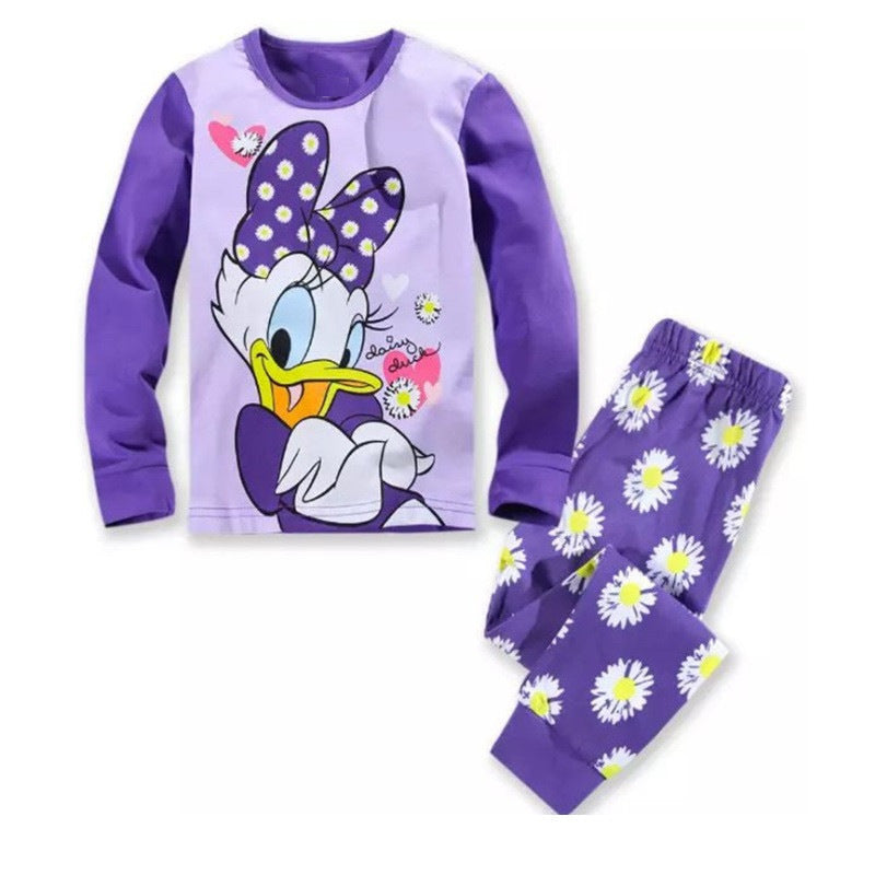 Kid Girl Long Sleeved Cartoon Home Pajamas
