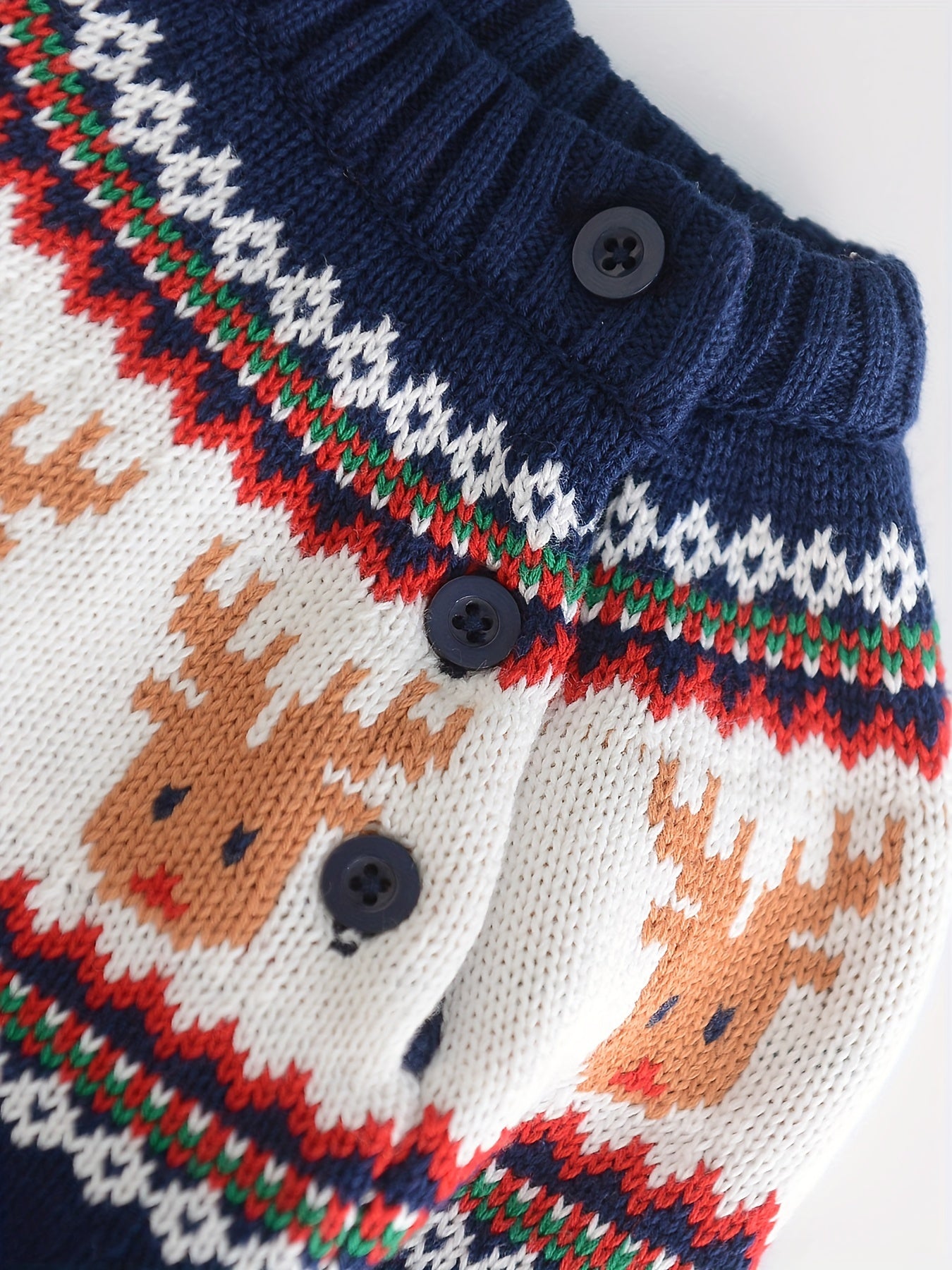 Kid Baby Boy Christmas Reindeer Embroidered Cozy Cotton Sweaters