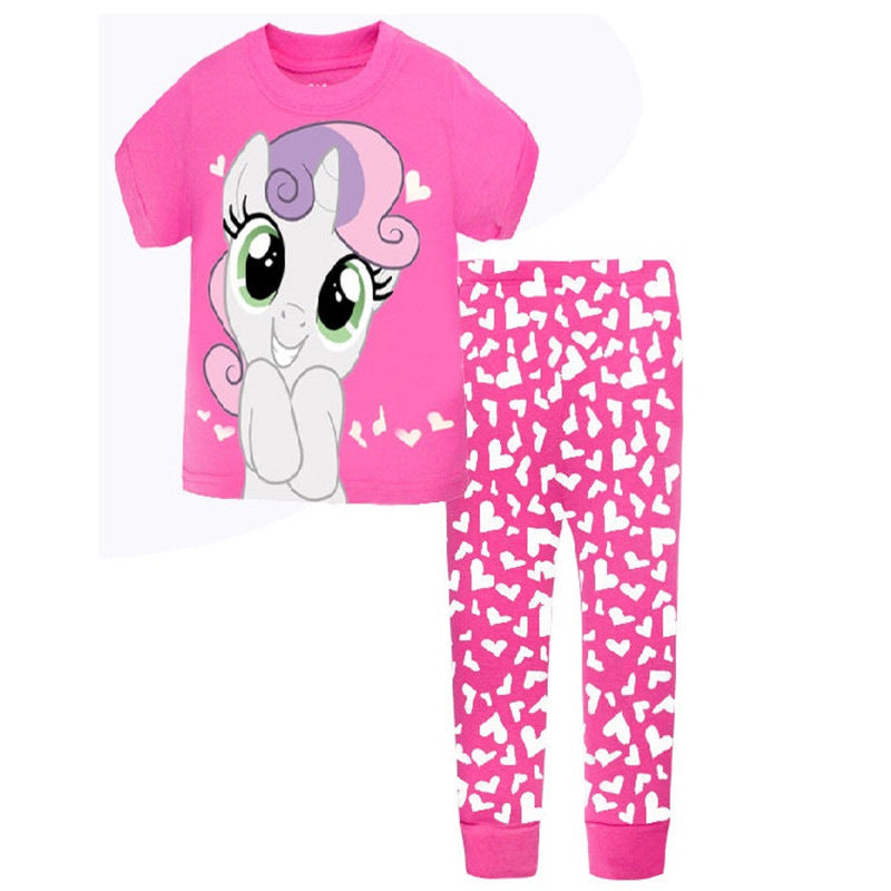 Kid Girl Long Sleeved Cartoon Home Pajamas