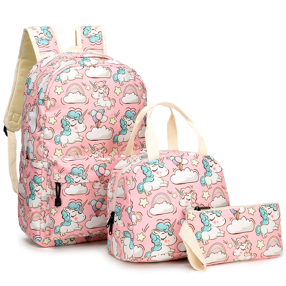 Unicorn Powder Backpack 3pcs Set Student Schoolbag