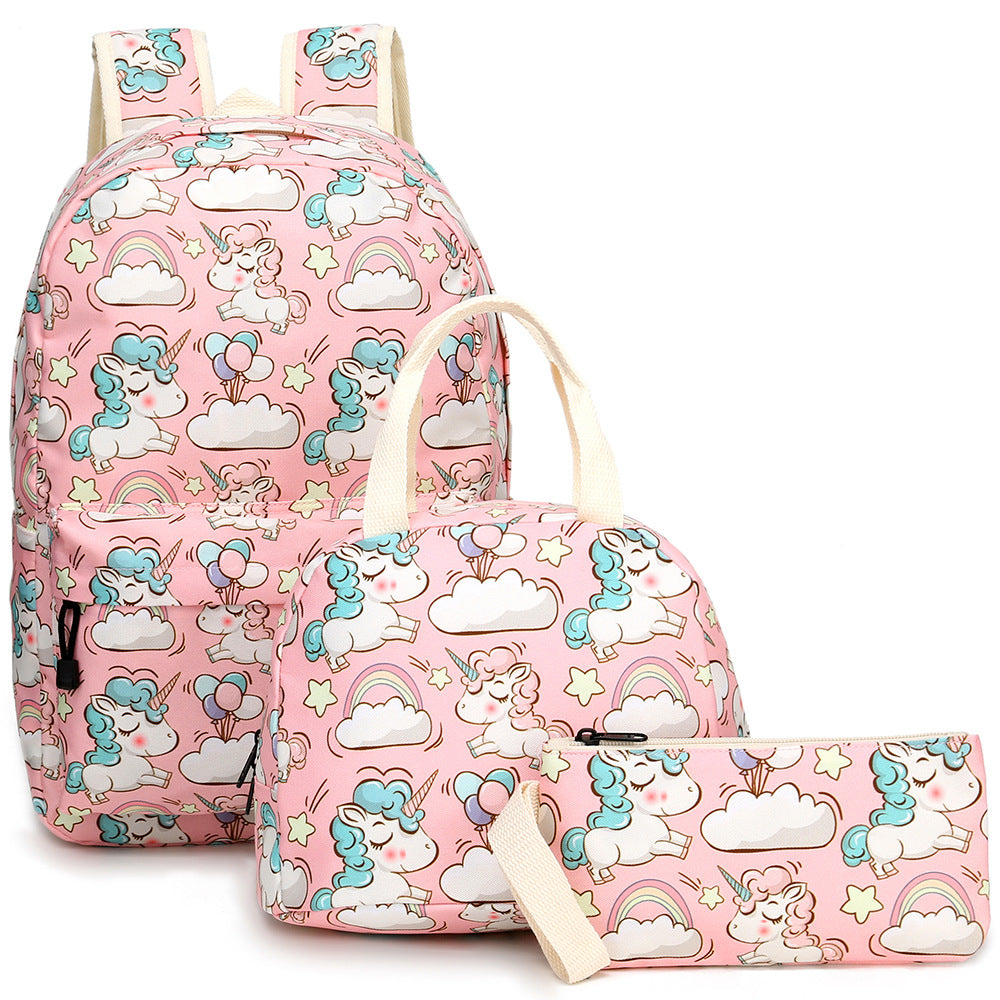 Unicorn Powder Backpack 3pcs Set Student Schoolbag