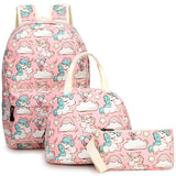 Unicorn Powder Backpack 3pcs Set Student Schoolbag