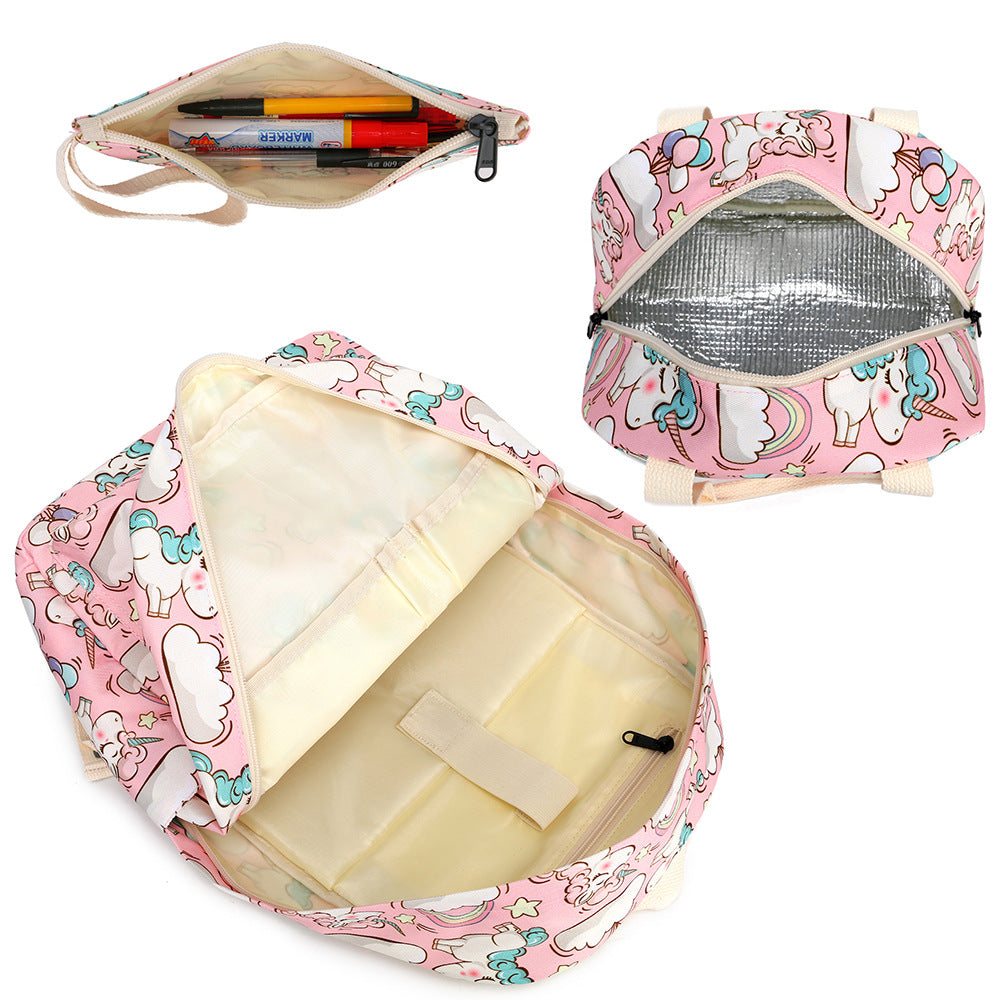 Unicorn Powder Backpack 3pcs Set Student Schoolbag