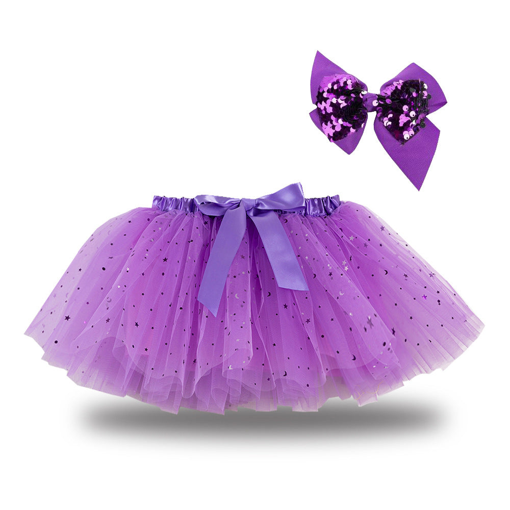 Kid Baby Girls Lining Send Bow Hairpin Fluffy Skirts