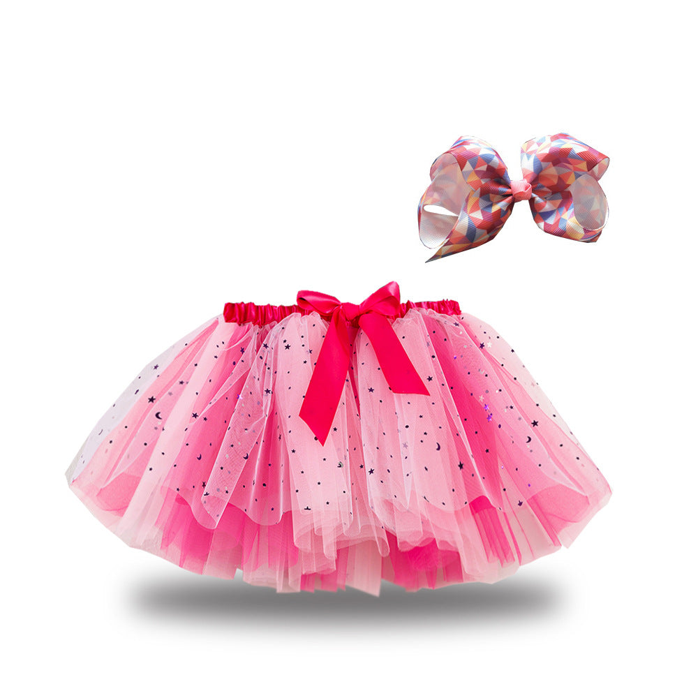Kid Baby Girls Lining Send Bow Hairpin Fluffy Skirts