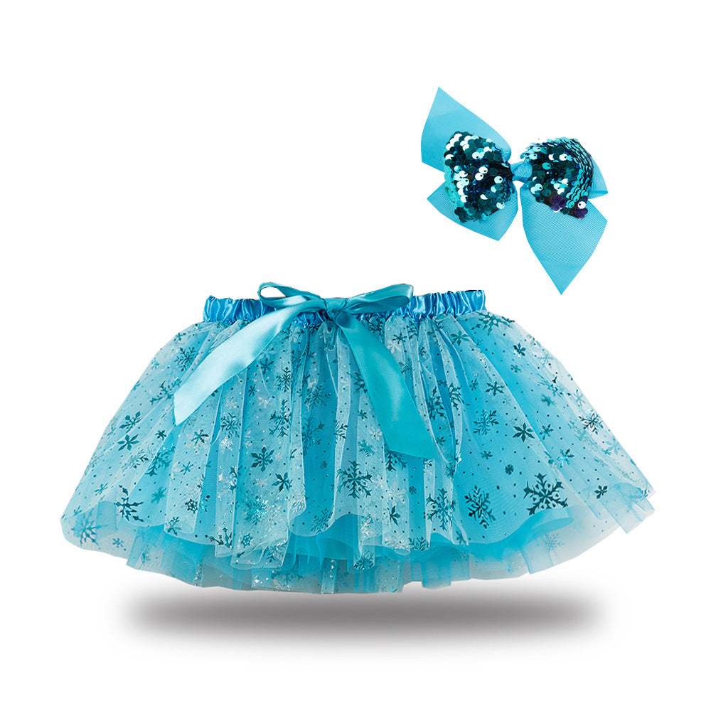 Kid Baby Girls Lining Send Bow Hairpin Fluffy Skirts