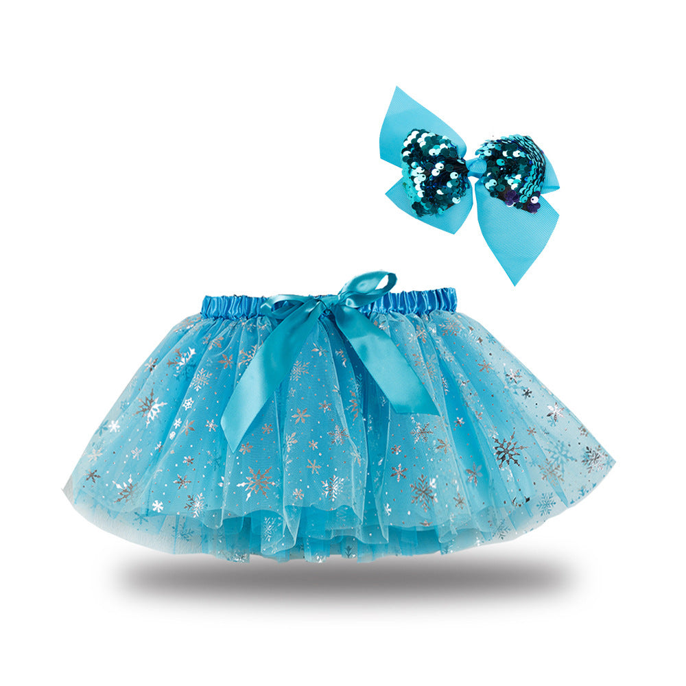 Kid Baby Girls Lining Send Bow Hairpin Fluffy Skirts