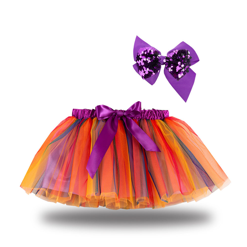 Kid Baby Girls Lining Send Bow Hairpin Fluffy Skirts