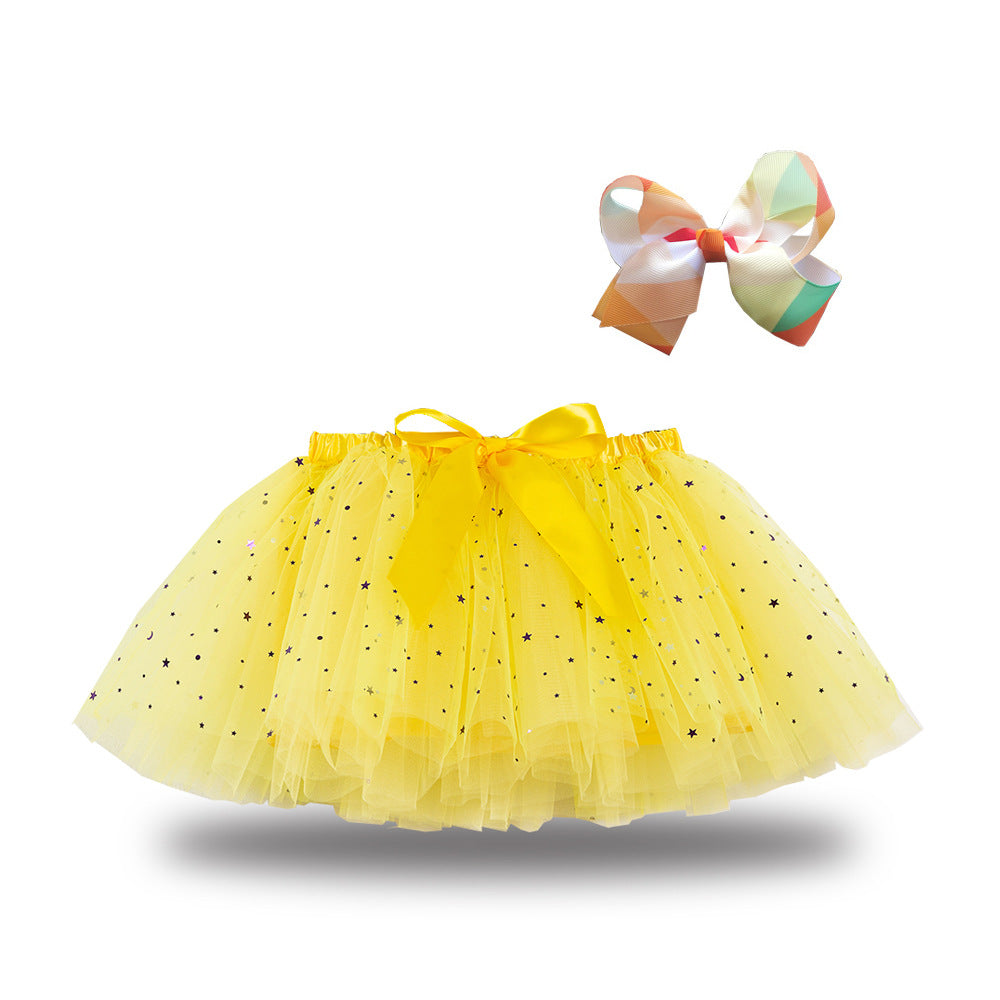 Kid Baby Girls Lining Send Bow Hairpin Fluffy Skirts