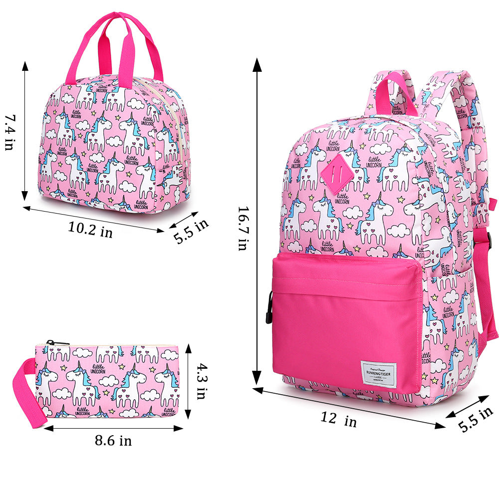 Kid Schoolbag Primary School Unicorn Backpack 3pcs Set