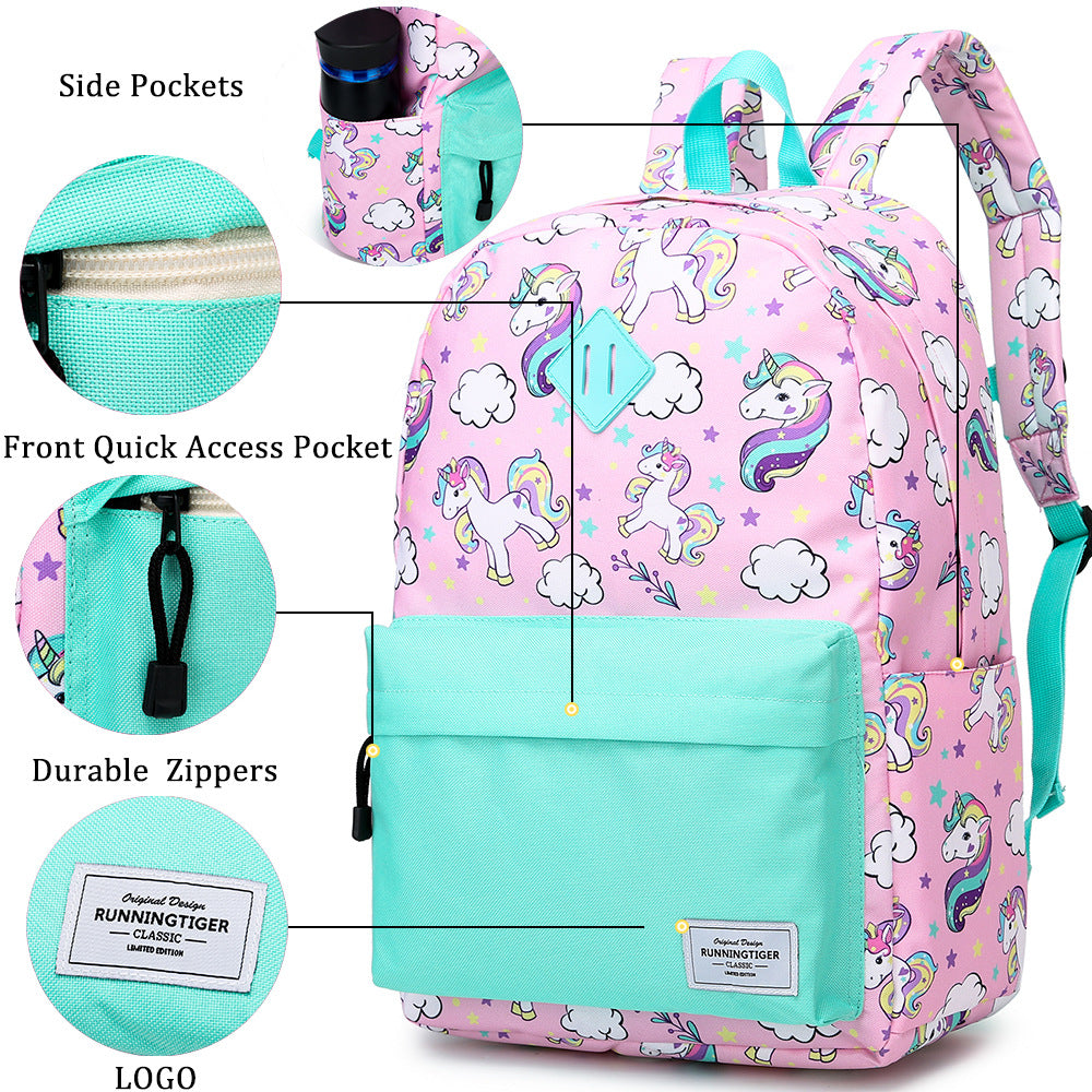 Kid Schoolbag Primary School Unicorn Backpack 3pcs Set