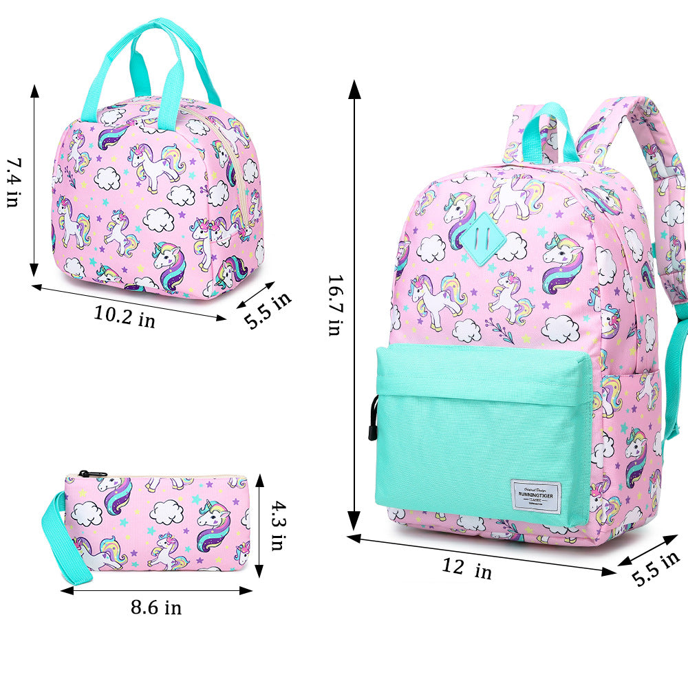 Kid Schoolbag Primary School Unicorn Backpack 3pcs Set