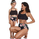 Family Matching Swimsuits Printed High Waist Bikini Parent-child Swimwear