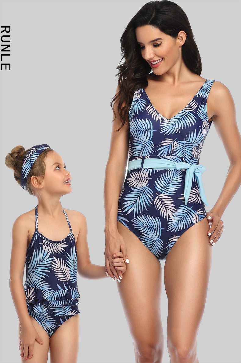 Family Matching Digital Print One-piece Parent-child Swimsuit Bikini