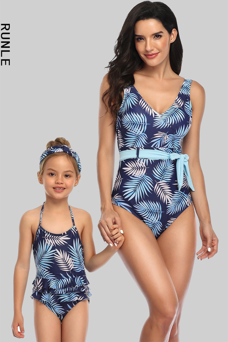 Family Matching Digital Print One-piece Parent-child Swimsuit Bikini