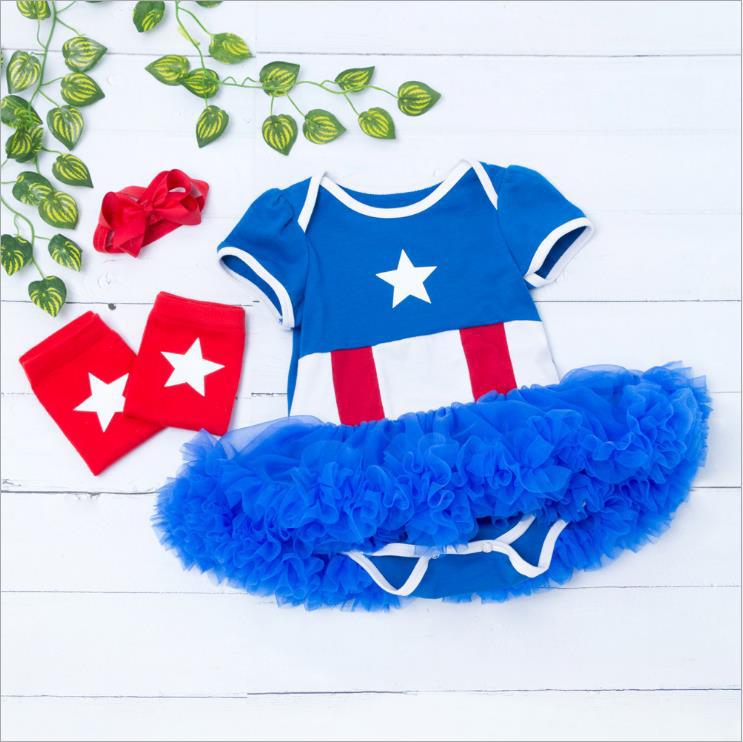 Baby Girl Fourth Of July Independence Day Lace Dress 2 Pcs