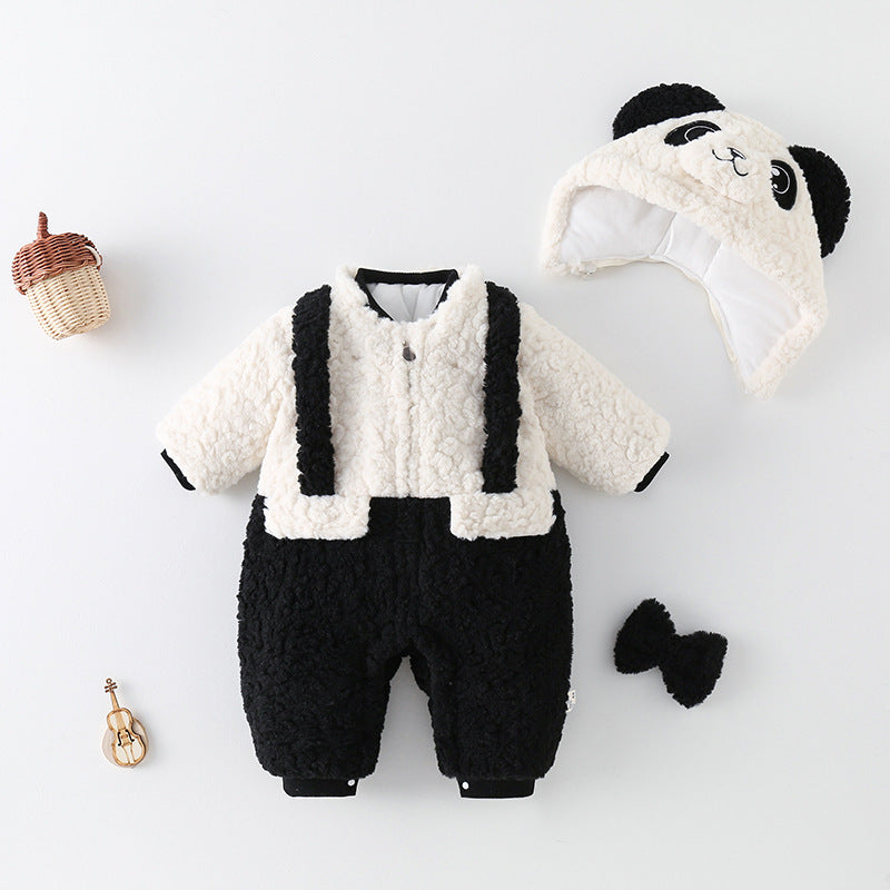 0-2T Baby Winter Thickened Fleece-lined Going Out Romper
