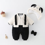 0-2T Baby Winter Thickened Fleece-lined Going Out Romper