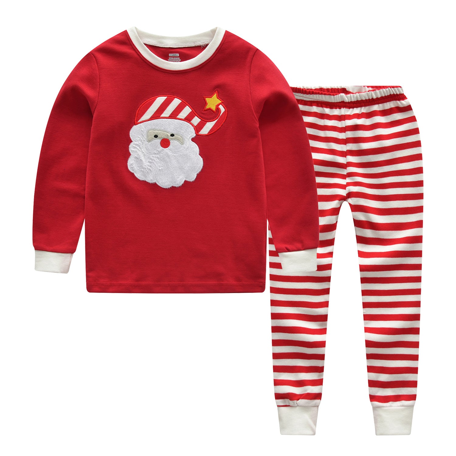 Kid Boy Santa Claus Long Sleeve Striped Pajamas