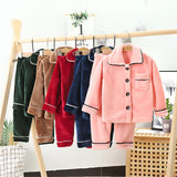 Kid Baby Girl Boy Flannel  Coral Velvet Autumn Winter Thickened Pajamas