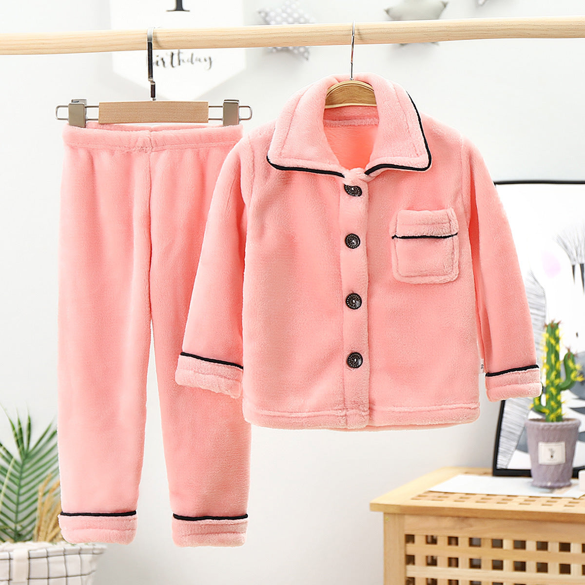 Kid Baby Girl Boy Flannel Coral Velvet Autumn Winter Pajamas