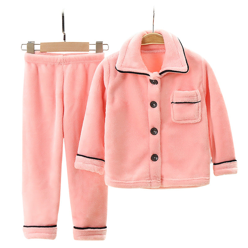 Kid Baby Girl Boy Flannel  Coral Velvet Autumn Winter Thickened Pajamas