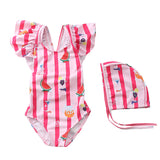 Baby Girl Striped Fly Edge One Piece Cute Swimsuit