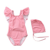 Baby Girl Striped Fly Edge One Piece Cute Swimsuit