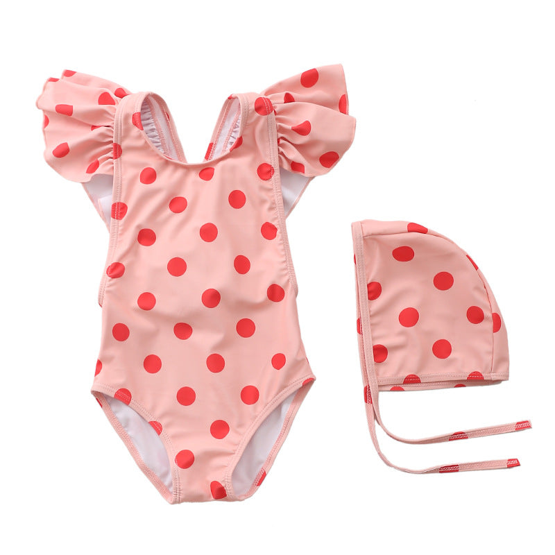 Baby Girl Striped Fly Edge One Piece Cute Swimsuit
