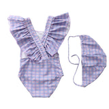 Baby Girl Striped Fly Edge One Piece Cute Swimsuit