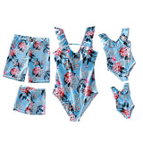 Family Matching Mother Kids Swimsuit Print Swimwear