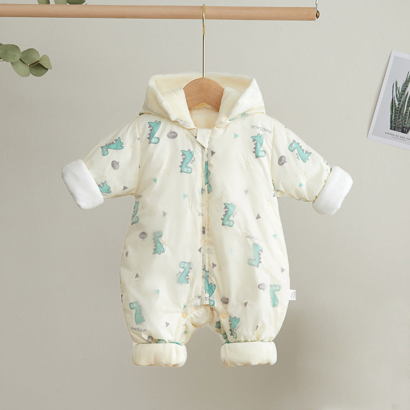 Newborn Down Cotton Jumpsuit Bodysuit Winter Hooded Romper