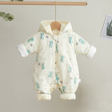 Newborn Down Cotton Jumpsuit Bodysuit Winter Hooded Romper