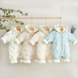 Newborn Down Cotton Jumpsuit Bodysuit Winter Hooded Romper