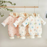 Newborn Down Cotton Jumpsuit Bodysuit Winter Hooded Romper
