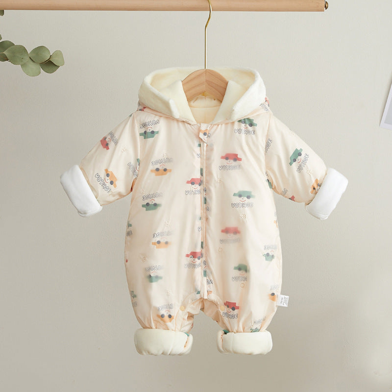 Newborn Down Cotton Jumpsuit Bodysuit Winter Hooded Romper