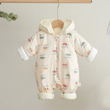 Newborn Down Cotton Jumpsuit Bodysuit Winter Hooded Romper