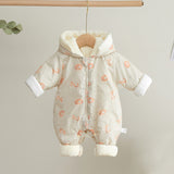 Newborn Down Cotton Jumpsuit Bodysuit Winter Hooded Romper