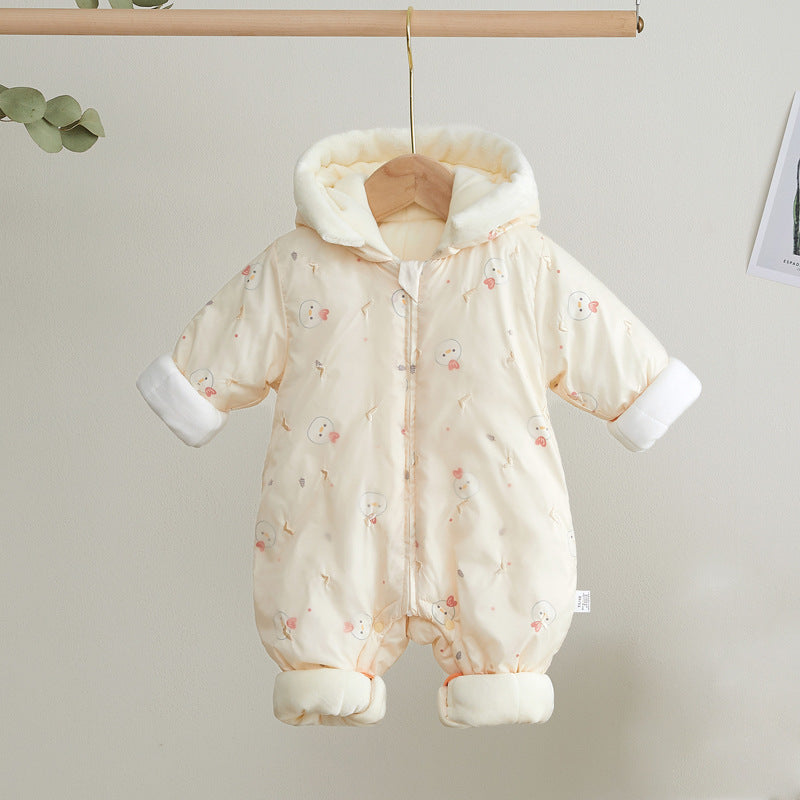 Newborn Down Cotton Jumpsuit Bodysuit Winter Hooded Romper