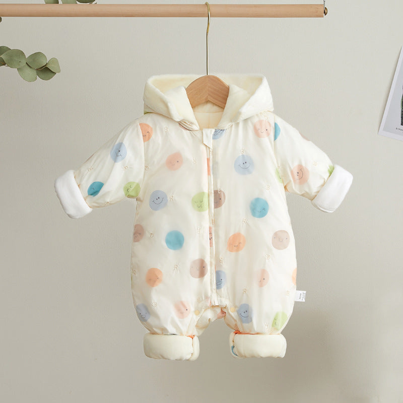 Newborn Down Cotton Jumpsuit Bodysuit Winter Hooded Romper