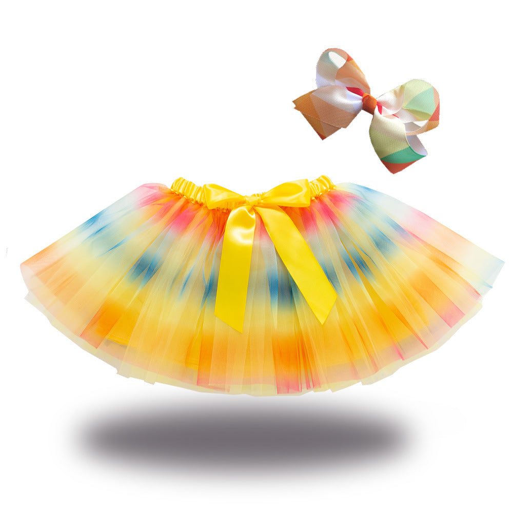 Kid Baby Girls Lining Send Bow Hairpin Fluffy Skirts