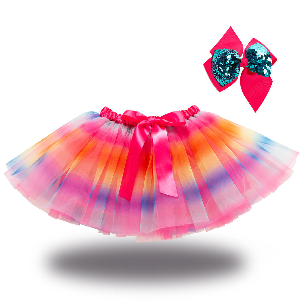 Kid Baby Girls Lining Send Bow Hairpin Fluffy Skirts