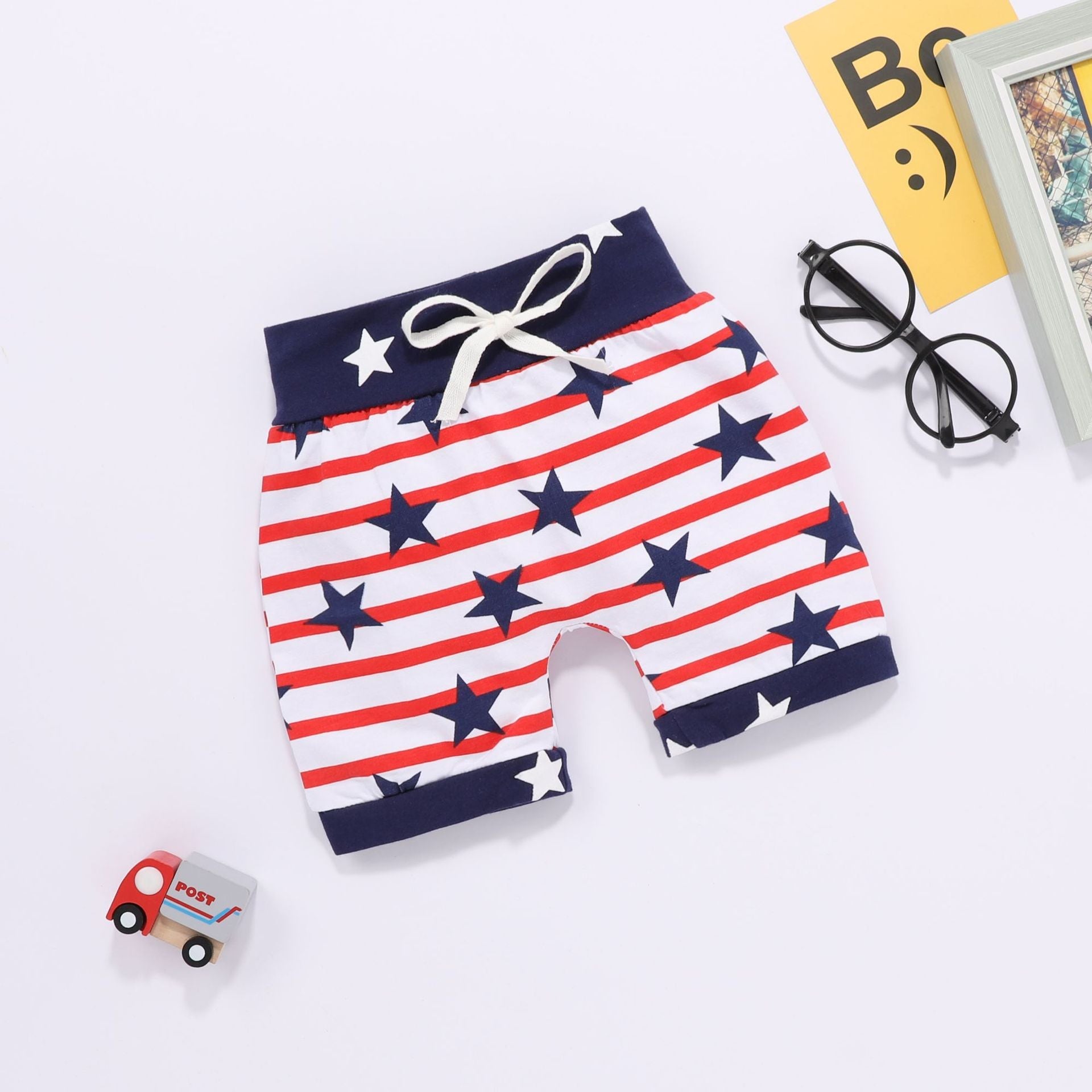 Baby Boy 4th Of July Independence Day Stars Print Hooded 2pcs Sets
