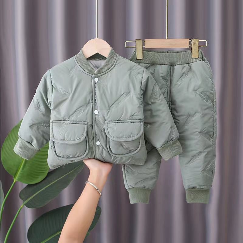 Kid Baby Girl Boy Cotton Suit Autumn Winter 2 Pcs Sets