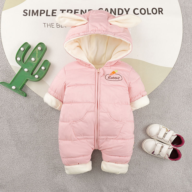 Baby Girl One-piece Down Jacket Fleece Thickened Rompers