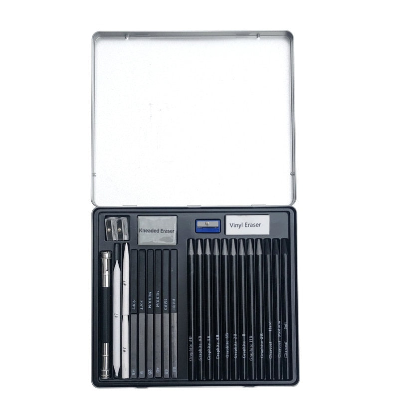 Sketch Pencil Set 32Pcs Graphite Pencil Set Charcoal Pencil Set With Tin Box