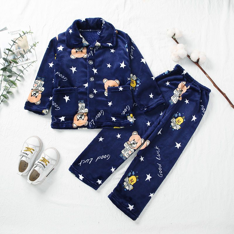 Kid Baby Girl Boy Winter Autumn Thick Loungewear Pajamas
