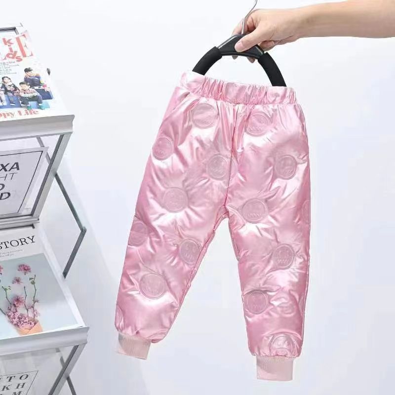 Kid Baby Girl Boy Down Winter Bright Down Thickened Pants