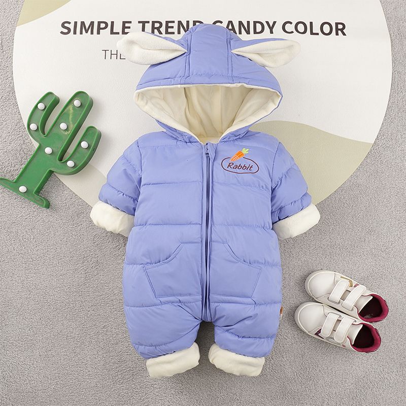 Baby Girl One-piece Down Jacket Fleece Thickened Rompers